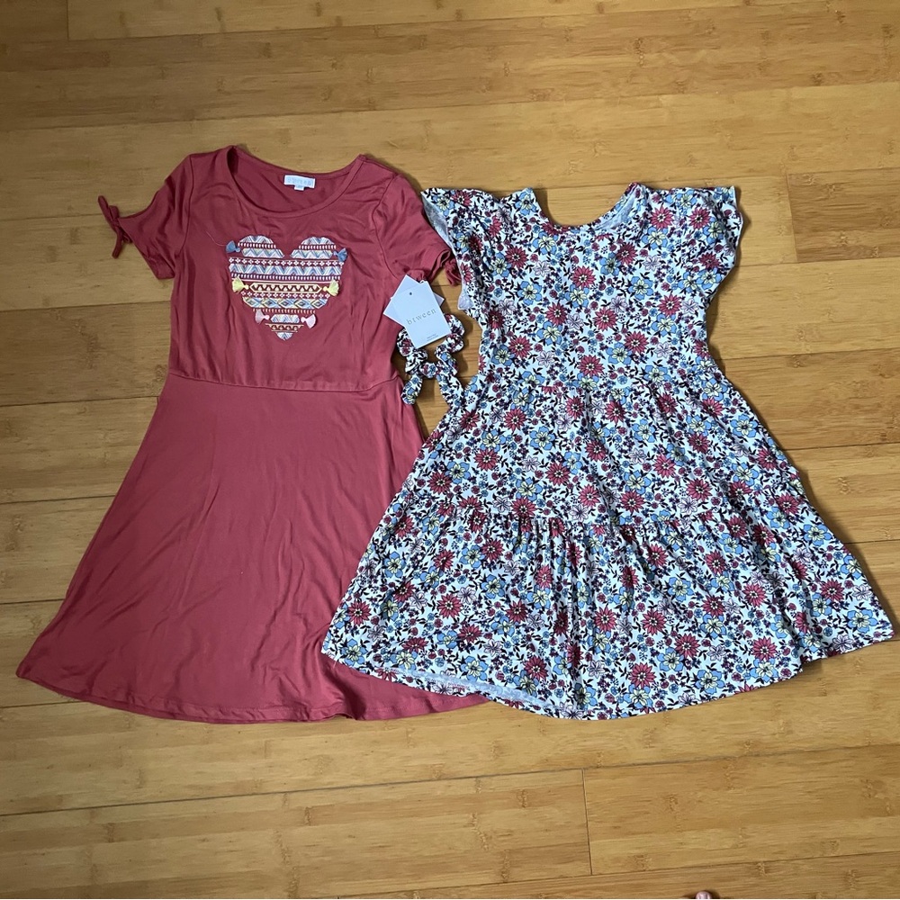 NWT Girls Size 10 Floral Print & Heart Two Pack Dresses